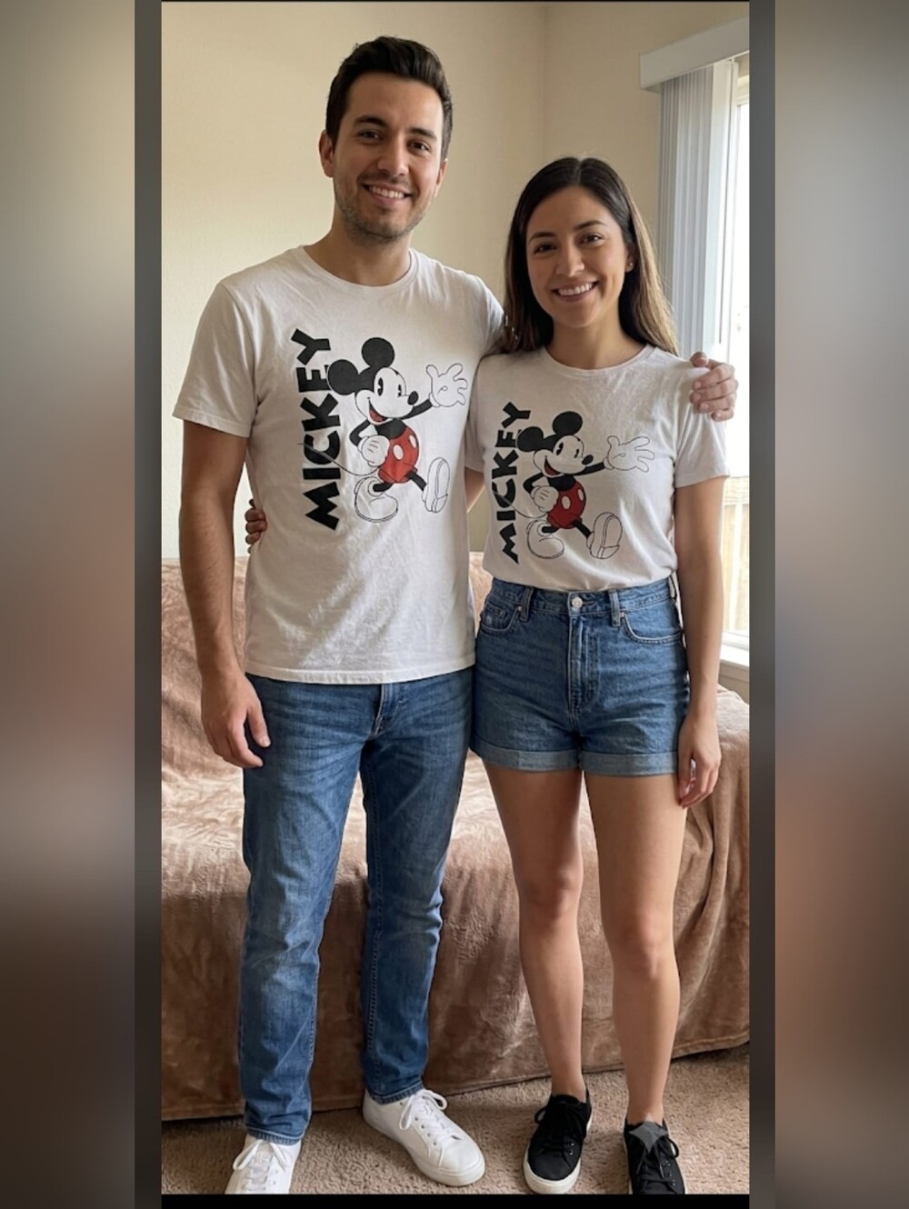 Disney White Mickey Mouse Graphic T-Shirt with Red Accent
